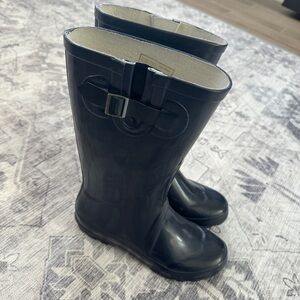 Blue rain boots